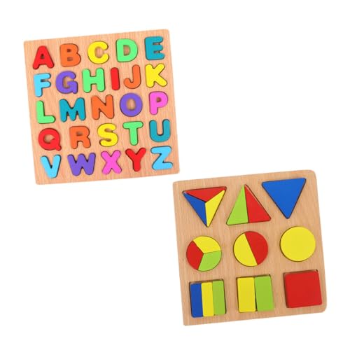 NOLITOY 2 Sätze Holz Lernspielzeug Buchstaben Zahlen Sortierpuzzle mit Geometrischen Formen Pädagogisches Förderspielzeug Ab Jahre zur Motorik und Logik von NOLITOY