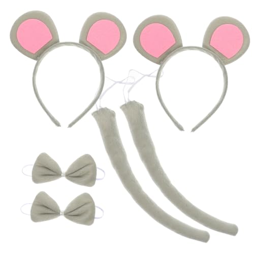 NOLITOY 2 Sätze Mäuseohren Haarreif Set mit und Fliege für Plüsch Kostüm Zubehör für Mädchen für Karneval Fasching Cosplay und Partys von NOLITOY
