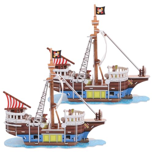 NOLITOY 2 Sätze Papierpiratenschiff Puzzle DIY Segelboot Modell Kit Pädagogisches Bastelspiel für Erwachsene Fördert Kreativität und Hand Auge koordination von NOLITOY