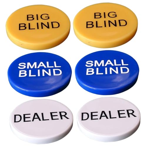 NOLITOY 2 Sätze Poker Chips Poker Zählchips für Small Big Blind Dealer Buttons Glatte Oberfläche Farbige Spielchips für Turniere und Bingo Partyzubehör von NOLITOY