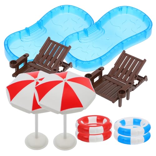 NOLITOY 2 Sätze Schwimmbadmodell Puppenschwimmbad Puppenhaus-Pool Puppenhaus-Schwimmbad Miniatur Aqua Mini-schwimmbadmöbel Mini- -schwimmring Mini-schwimmbecken Klein Mini Möbel Plastik von NOLITOY