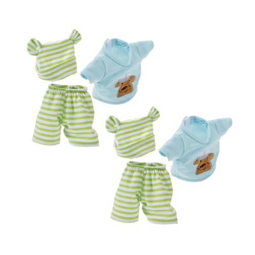 NOLITOY 2 Satz Puppenkleidung aus Baumwolle mit Hemd und gestreiften Puppen-Outfits für Verkleiden Rollenspiele Spielhaus-Aktivitäten für Unterwegs von NOLITOY