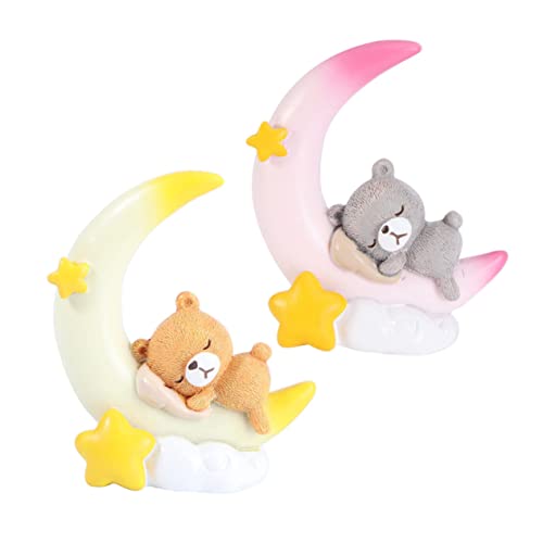 NOLITOY 2 Stück Bärendekoration Ornamente Bärenkuchendeckel Bär Figur tragen Miniatur Mondbär Kuchenornament Cartoon-Kuchen- Mondbär-Kuchenschmuck Kuchendekor Bärenverzierung Harz von NOLITOY