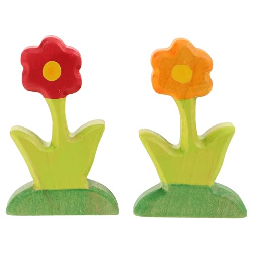 NOLITOY 2 Stück Blumenbausteine aus Holz: Simulations-Blumenformblöcke, DIY-Mikroszenendekor für Zuhause – Lernspielzeug für Jungen, Mädchen und Kleinkinder von NOLITOY