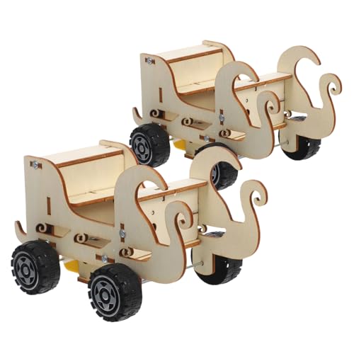NOLITOY 2 Stück DIY Stem Bausatz Holzauto mit Sprachsteuerung Kinderfreundliches Wissenschaftsspielzeug für Praktische Montage Fördert Technikverständnis und Interaktives Lernen von NOLITOY
