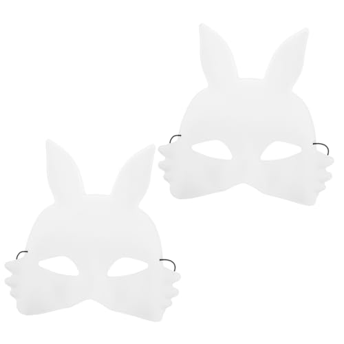 NOLITOY 2 Stück Diy Weiße Kaninchenmaske aus PVC Leere Halbgesichtsmaske für Halloween Bastel und Kostümzubehör für Kreative Gestaltung und Looks von NOLITOY