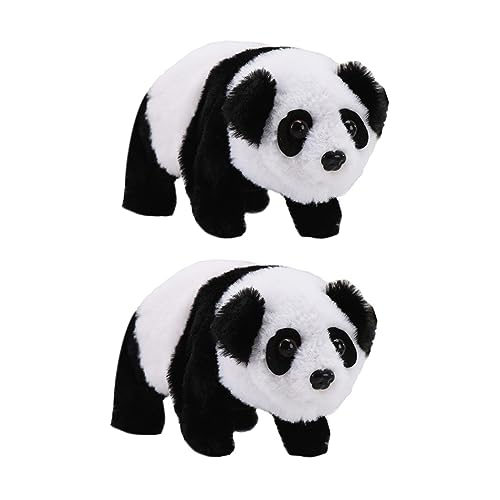 NOLITOY 2 Stück Elektrisches Plüschspielzeug Laufender Musik Panda Interaktives für Fördert Krabbeln Interaktion Kuscheltier für Unbegrenzten Spielspaß von NOLITOY