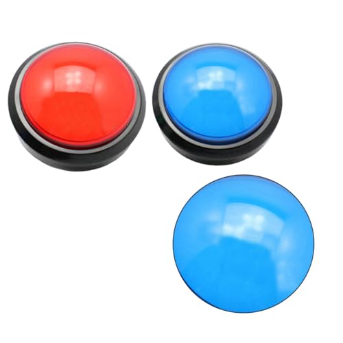 NOLITOY 2 Stück Game Answer Buzzer mit Großen Elektronischen Tasten Roter und Blauer LED Lichtsignal Taster ohne Batterie Langlebiger Digital Responder für Wettbewerbe und Quizspiele von NOLITOY
