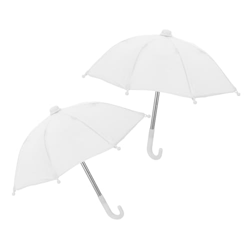 NOLITOY 2 Stück Mini-Regenschirm klein Kind UV Dekorationen Miniatur-Puppenhauszubehör Miniatur-Regenschirm- Regenschirm für Puppen Miniaturschirm Stoff Weiß von NOLITOY
