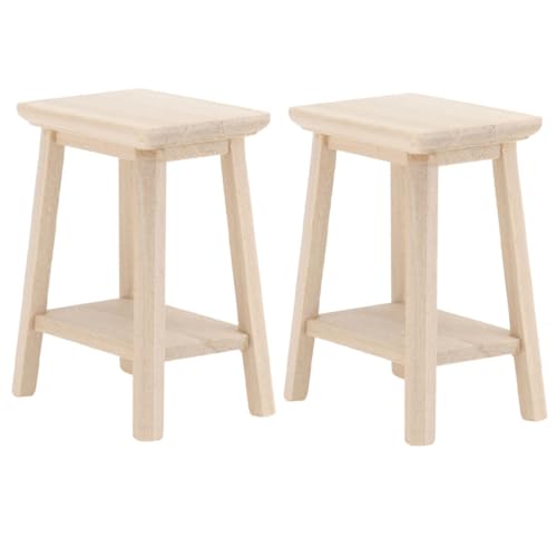 NOLITOY 2 Stück Mini-möbelmodell Puppenhauszubehör Mini-hocker Mini-hausstuhl Miniatur Schemel Babyhocker Mini-stühle Puppenhaus-thekenhocker Häuser Puppenhaus Hocker Hölzern Beige von NOLITOY