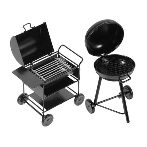 NOLITOY 2 Stück Miniatur BBQ Grill Teilig Vintage Grill Modell Puppenhaus Zubehör für Kreative Dekoration und Pädagogisches Spiel für Puppenküchen und Outdoor Szenen von NOLITOY