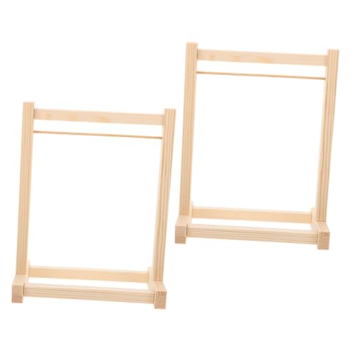 NOLITOY 2 Stück Miniatur Holz Kleiderständer Puppenhaus Möbel Organizer Natürlicher Holz Kleiderbügel für Miniatur Puppenschrank Fördert Kreativität und Realistische Aufbewahrung von NOLITOY