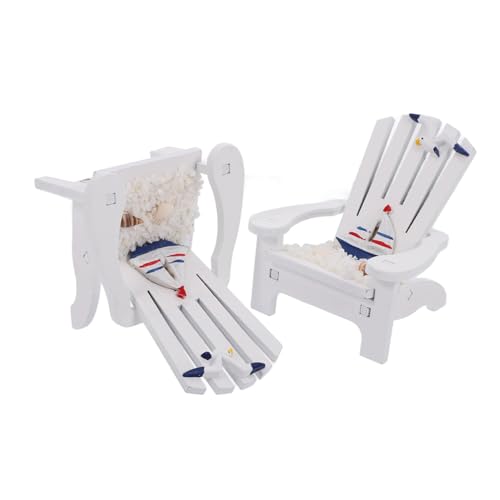 NOLITOY 2 Stück Miniatur Mediterrane Holz strandstühle Mini Strand Deko für Puppenhaus Garten Meer Themen Wohnzimmer Dekoration von NOLITOY