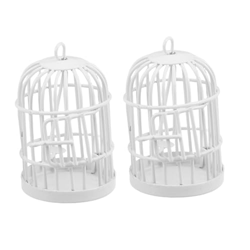 NOLITOY 2 Stück Miniatur Metall Vogelkäfig Deko mit Schwingtür für Puppenhaus Vintage Stil Kleine Hängende Vogelvoliere Metallkonstruktion für Feengarten und DIY Dekoration von NOLITOY