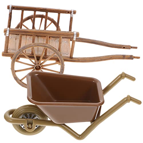 NOLITOY 2 Stück Miniatur Schubkarre Modell Teiliges Micro Landscape Dekorativer Wagen aus Langlebigem Realistische Miniatur für Puppenhaus Garten und Feengarten Dekoration Kreatives von NOLITOY