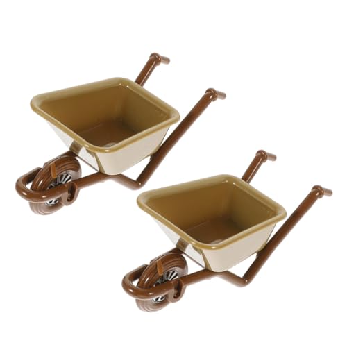 NOLITOY 2 Stück Miniatur Schubkarren Modell Material Kreative Mini Garten Trolley Dekoration für Puppenhaus Lebendige Landschaftsornamente für Haus und Garten Farblich Zufällige Farbe von NOLITOY
