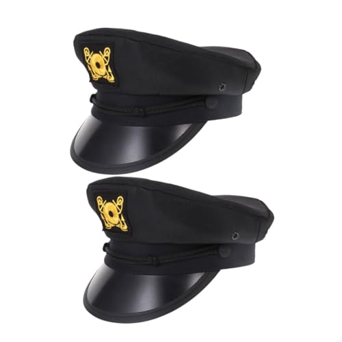 NOLITOY 2 Stück Schwarze Kapitänsmütze mit Stickerei Unisex Matrosenhut für Kostümpartys Nautische Verkleidung Cosplay Bühnenauftritte Herren Damen Vielseitiges Accessoire NOLITOY 2 Stück Schwarze Kapitänsmütze mit Stickerei Unisex Matrosenhut für Kostümpartys Nautische Verkleidung Cosplay Bühnenauftritte Herren Damen Vielseitiges Accessoire von NOLITOY