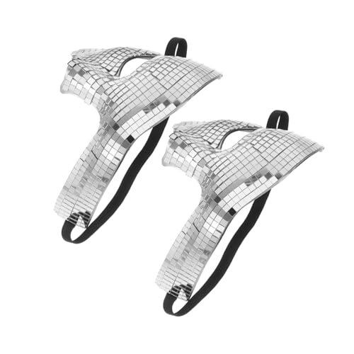 NOLITOY 2 Stück Silberne Glitzer-masquerade Halbgesichtsmaske Reflektierende Discokugel Optik Wiederverwendbar Leicht für Halloween Karneval Tanz Themenpartys von NOLITOY