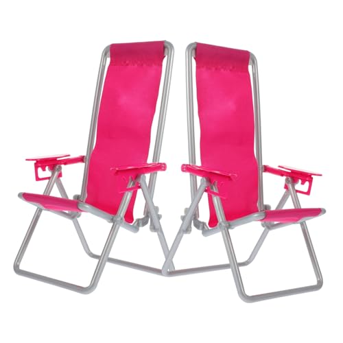 NOLITOY 2 Stück Simulation Strandkorb leicht tragbar Accessoires und Möbel Strandstuhl Klappstühle Mini-Stühle Mini-Strandkorb Mini-Strandstühle für Puppen Miniaturstuhl Stuhlstrand rot von NOLITOY