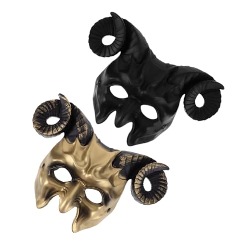 NOLITOY 2 Stück Teiliges Animal Half Mask mit Realistischem Teufelshorn Atmungsaktivem Pr Kunststoff Leichte Halloween Maske für Erwachsene und Schwarz für Kostümpartys und Cosplay von NOLITOY