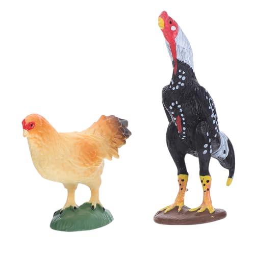 NOLITOY 2 Stück Teiliges Bauernhof Tierset Realistische Hühnerfiguren aus Robustem Detailgetreue Henne und Hahn Miniaturspielzeug für Bauernhof Spielsets und Garten Dekoration von NOLITOY