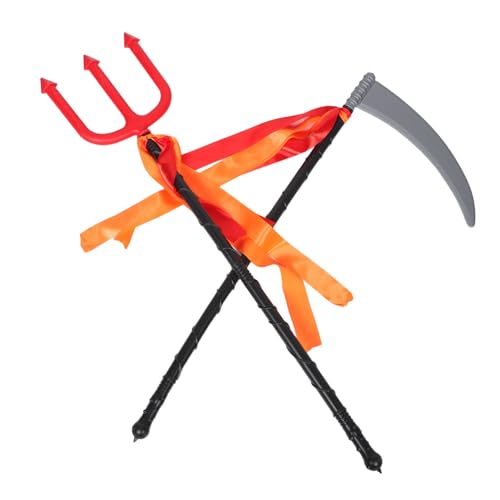 NOLITOY 2 Stück Teiliges Halloween Grim Reaper Sense Teufel Dreizinke aus Leichtem Kunststoff Vielseitige Cosplay Requisiten für Party Kostüm und Rollenspiel Rot NOLITOY 2 Stück Teiliges Halloween Grim Reaper Sense Teufel Dreizinke aus Leichtem Kunststoff Vielseitige Cosplay Requisiten für Party Kostüm und Rollenspiel Rot von NOLITOY