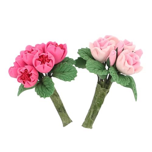 NOLITOY 2 Stück Teiliges Miniatur Puppenhaus Blumen Realistische Harzblumenarrangements Feine Details DIY Bastelaccessoires für Miniaturgärten und Puppenmöbel Dekoration von NOLITOY