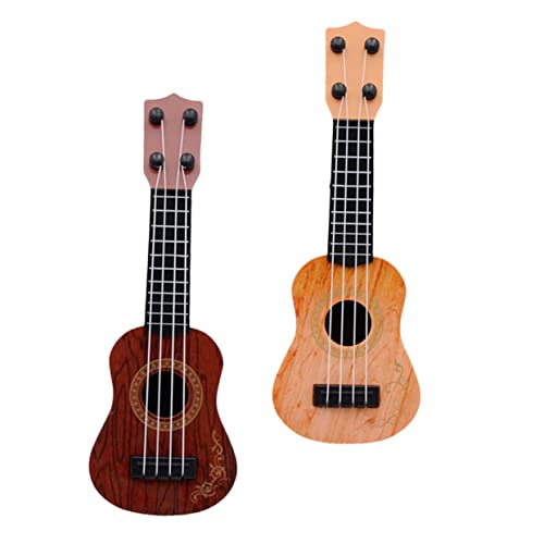 NOLITOY 2 Stück Ukulele Mini Modell in Gelb und Braun Pädagogisches Musikinstrument für Kleinkinder zur Frühen Musikalischen und Spielspaß von NOLITOY