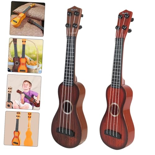 NOLITOY 2 Stück Ukulele aus Kindersicherem Kunststoff mit Saiten Bruchsicher Fingerfreundlich Pädagogisches Musikinstrument für Kleinkinder Frühe Musikalische und Zufällige Farbe von NOLITOY
