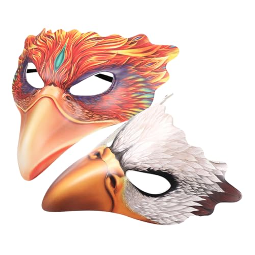 NOLITOY 2 Stück Vogelmasken für Karneval Halloween Kreative Halbseitige Tiermasken für Einzigartige Kostümpartys Realistische Gestaltung für Rollenspiele Festliche Anlässe von NOLITOY