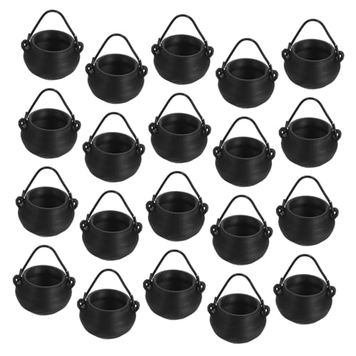 NOLITOY 20 Stück Teiliges Mini Halloween Kessel aus Stabilem Kunststoff Kleine Cauldrons für Partydeko Bastelzubehör und Schaurige Tisch und Regalornamente für Kompakte Halloween Szenen von NOLITOY