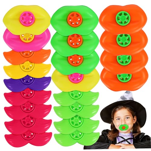NOLITOY 20 Stück Teiliges Party tröten mit Bunten Lippen Schnurrbart noise Makern aus Sicherem Kunststoff Langlebig Glatt Verarbeitet als Kindergeburtstags mitgebsel und Faschingsspaß für von NOLITOY