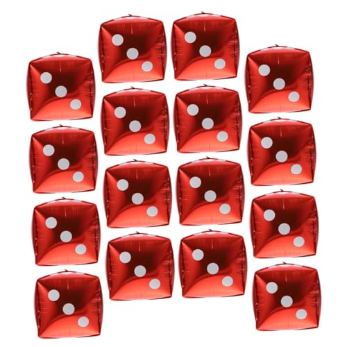 NOLITOY 20 Stück Teiliges Würfel Folienballon Rot Aluminiumwürfel Partydeko Thema Spiel Nacht Hintergrund Dekoration Party Luftballons 20 Stück von NOLITOY
