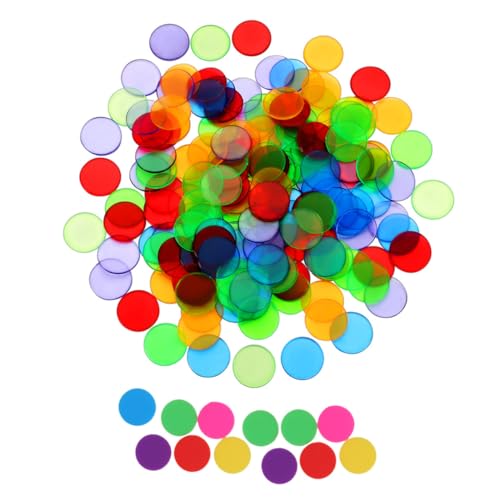 NOLITOY 200 Stück Plastik Poker Chips Transparent und Undurchsichtig Spielchips Zählchips für Bingo Lernspiele Belohnung von NOLITOY