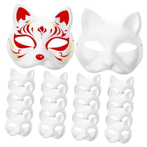 NOLITOY 20Stücke DIY Leere Katzenmasken für Halloween Unbemalte Papiermasken Gestalten für Kreative Bastelprojekte von NOLITOY