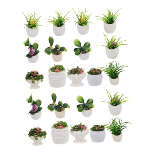 NOLITOY 22 Stück Teiliges Mini Puppenhausdekoration Realistische Künstliche Bonsai Pflanzen Farbecht Pflegefrei Vielseitige Miniatur-blumenfiguren für DIY und Kleine Räume von NOLITOY