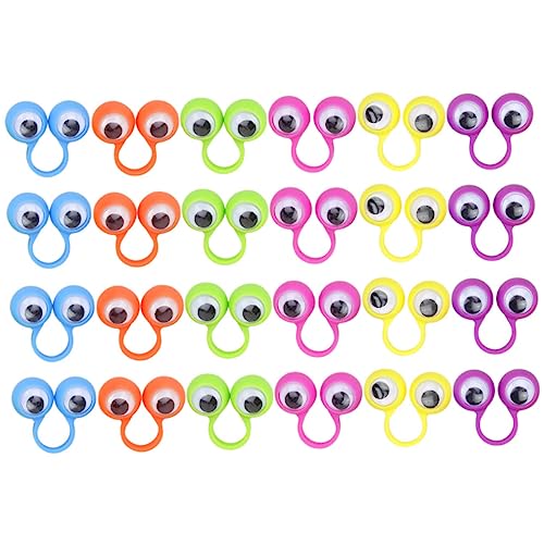 NOLITOY 24 Stück Aktivitätsringspielzeug Ball Fingerpuppen Augapfel Blau Augenringe Fingerpuppe Augen Augenfinger Kinderauge Fingerpuppe Kulleraugenring Party Gefälligkeiten Plastik von NOLITOY