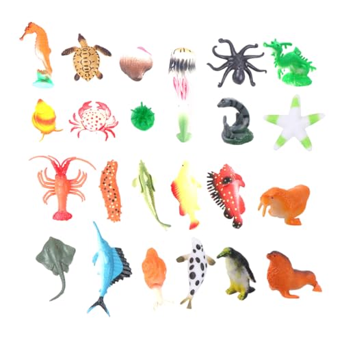 NOLITOY 24 Stück Teiliges Bunte PVC Ozeantier Figuren Realistische Dekorationen für Aquarium Schreibtisch und Innenbereich Umweltfreundlich Langlebig als für Büro und Zuhause von NOLITOY