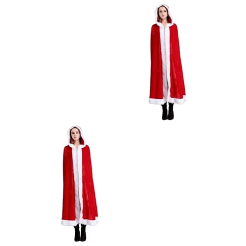 NOLITOY 2St Weihnachtsmann weihnachtlicher roter mantel Weihnachtscape für Mädchen Weihnachtsmantel Weihnachts-Cosplay-Umhang Kinderumhang Kapuzenmantel mit Kleidung Kostüme von NOLITOY