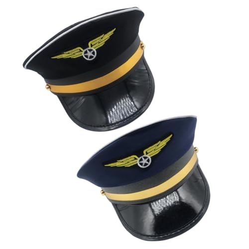 NOLITOY 2Stücke Kapitänsmützen für Verkleidungshut für Piloten Kostüm Requisite für Halloween Kostümpartys NOLITOY 2Stücke Kapitänsmützen für Verkleidungshut für Piloten Kostüm Requisite für Halloween Kostümpartys von NOLITOY