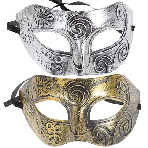 NOLITOY 2st Karneval Auge Masken Halloween-partybevorzugung Mardi Gras Kugelaugenmasken Venezianischen Männermasken-maskerade Hochzeitsball Hochzeit Ball Hälfte Gold Kurzes Haar Mann von NOLITOY