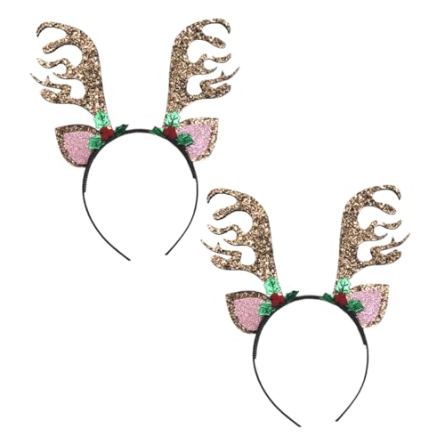 NOLITOY 2st Weihnachtsgeweih Stirnband Weihnachtsgeweih Haar Hop Weihnachtselchkopfschmuck Festliche Entzückende Kopfbedeckung Neujahrsstirnband Fräulein Weihnachten Filzstoff Haarschmuck von NOLITOY