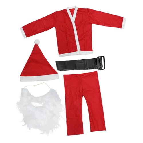 NOLITOY 3 Sätze Weihnachtskostüm Weihnachtsmann-overall-kostüm Weihnachtsoutfit Für Erwachsene Weihnachts-sankt-gürtel Santa Performance-kostüm Cosplay-outfits Weihnachtsmütze Vlies Bilden von NOLITOY