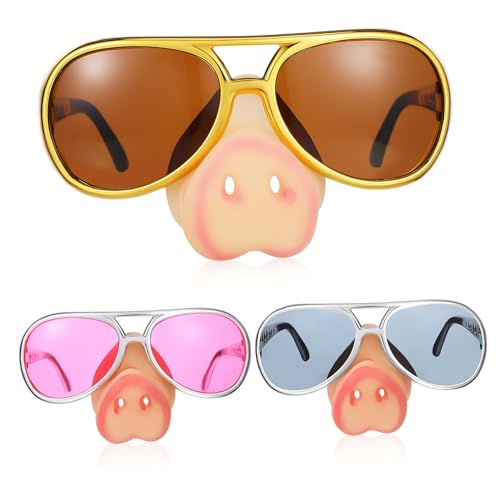 NOLITOY 3 Stück Lustige Partybrillen mit Schweinenase Leichte Kunststoffbrillen Gold Silber Witzige Halloween Kostüm Accessoires für Erwachsene für Feiern und Verkleidungen NOLITOY 3 Stück Lustige Partybrillen mit Schweinenase Leichte Kunststoffbrillen Gold Silber Witzige Halloween Kostüm Accessoires für Erwachsene für Feiern und Verkleidungen von NOLITOY