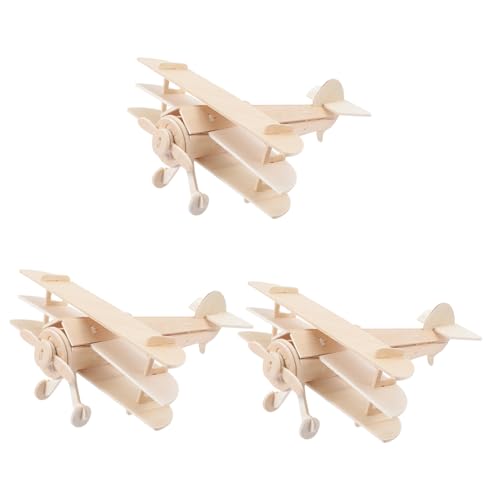 NOLITOY 3 Stück Teiliges Holzflugzeug Bausatz DIY Puzzle Assembly Modellspielzeug für Bemalbares Flugzeug Modell Kreatives Bastelset Fantasie und Geschicklichkeit von NOLITOY