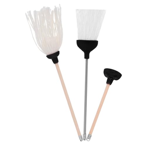 NOLITOY 3 Stück Teiliges Miniatur Reinigungsset für Puppenhaus Detailgetreue Mop Besen und Toilettenaccessoires Schwarz Robuste Miniatur Haushaltswerkzeuge für Puppenhaus Dekoration und von NOLITOY