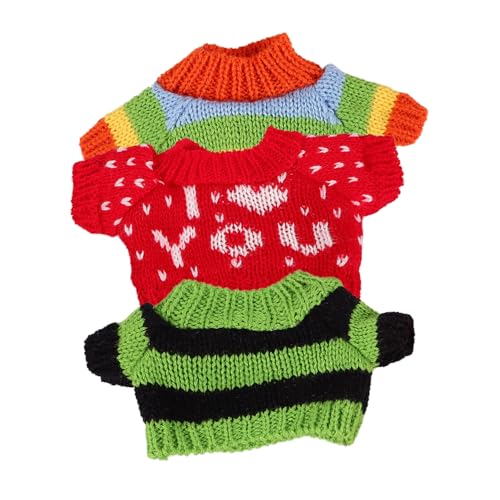 NOLITOY 3 Stück Teiliges Puppenkleider aus Weichem Wollgarn Austauschbare Bärenpullover in Rot Grün Schwarz und Regenbogenfarben Handgefertigt Leicht und Tragbar für Mädchen und NOLITOY 3 Stück Teiliges Puppenkleider aus Weichem Wollgarn Austauschbare Bärenpullover in Rot Grün Schwarz und Regenbogenfarben Handgefertigt Leicht und Tragbar für Mädchen und von NOLITOY