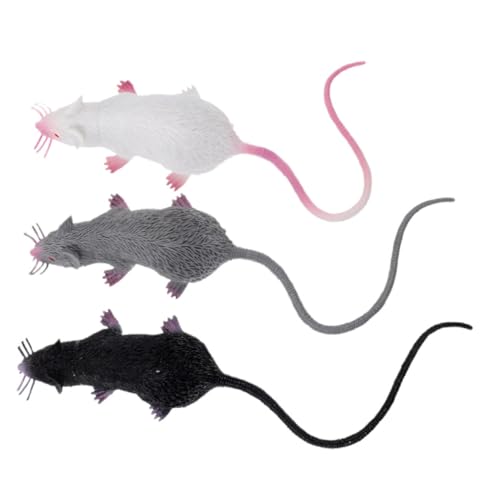 NOLITOY 3 Stück Teiliges Realistisches Mäusemodell Lebensnahes Lernspielzeug für Authentische Mäusedekoration für Halloween und Garten Detailgetreu Gestaltete Mäusefiguren für Streiche von NOLITOY