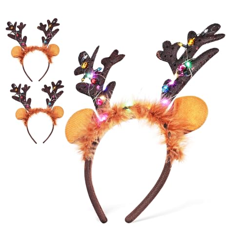 NOLITOY 3 Stück Teiliges Rentier Geweih Stirnband Weihnachts Haarreif mit Glitzer Hirsch Geweih Kopfschmuck für Party Kostüm und Festival Accessoires Elastisch und Bequem NOLITOY 3 Stück Teiliges Rentier Geweih Stirnband Weihnachts Haarreif mit Glitzer Hirsch Geweih Kopfschmuck für Party Kostüm und Festival Accessoires Elastisch und Bequem von NOLITOY