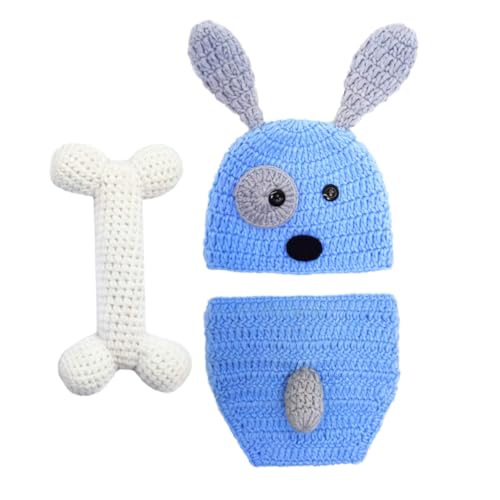 NOLITOY 3Stücke Teiliges Babyoutfit für Neugeborene Monate Handgefertigtes Strickkleid im Hundedesign Hut Shorts Knochen für Fotoshooting und Besondere Anlässe NOLITOY 3Stücke Teiliges Babyoutfit für Neugeborene Monate Handgefertigtes Strickkleid im Hundedesign Hut Shorts Knochen für Fotoshooting und Besondere Anlässe von NOLITOY